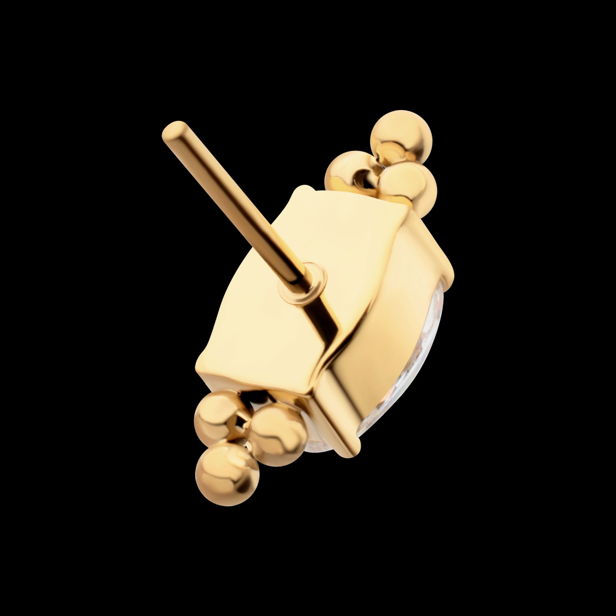 Nova Oval Prong Set Gem Flatback Stud Earring / Nosering - Gem in 24Kt Gold PVD Titanium