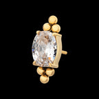 Nova Oval Prong Set Gem Flatback Stud Earring / Nosering - Gem in 24Kt Gold PVD Titanium