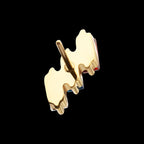 Prong-Set Baguette CZ Diagonal 3-Cluster Threadless Earring / Nosering – 24Kt Gold PVD Titanium