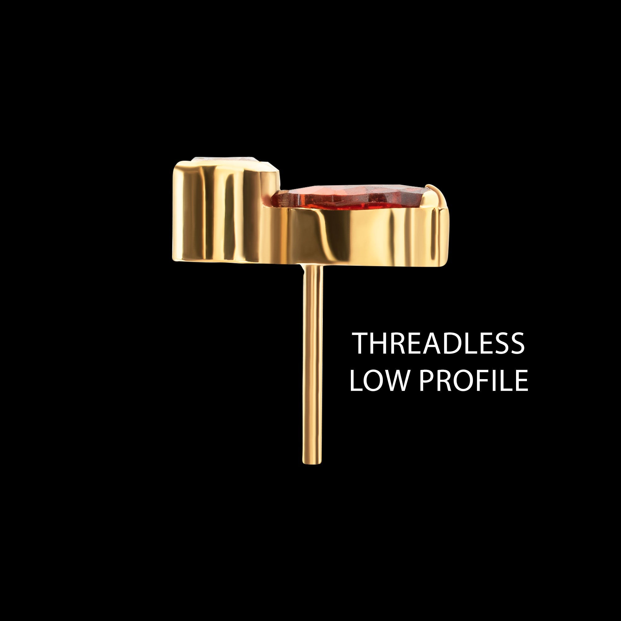 3-Cluster Marquise Gem Fan with Bezel Round Gem Threadless Earring / Nosering – 24Kt Gold PVD Titanium