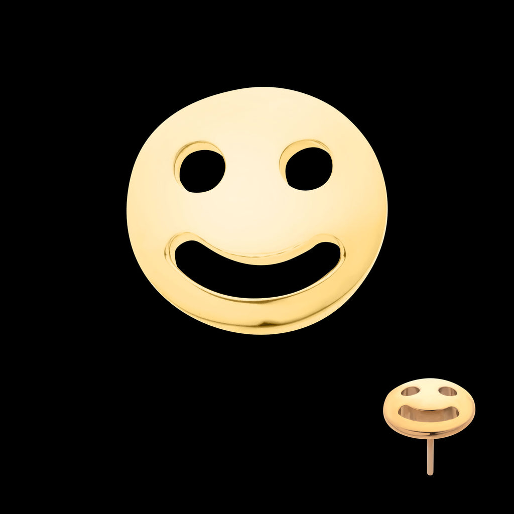 Smiley Face Emoji Flatback Stud Earring / Nosering - 24Kt Gold PVD Titanium