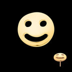 Smiley Face Emoji Flatback Stud Earring / Nosering - 24Kt Gold PVD Titanium