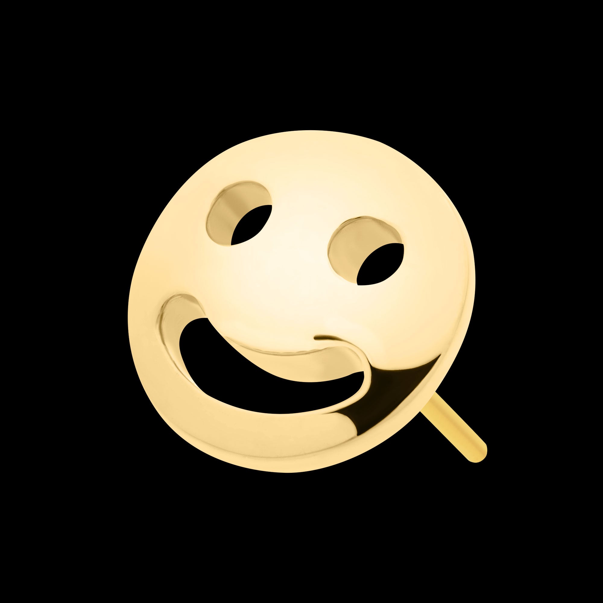 Smiley Face Emoji Flatback Stud Earring / Nosering - 24Kt Gold PVD Titanium