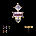 Astra Cluster Prong Set Gem Flatback Stud Earring / Nosering - Gem in 24Kt Gold PVD Titanium
