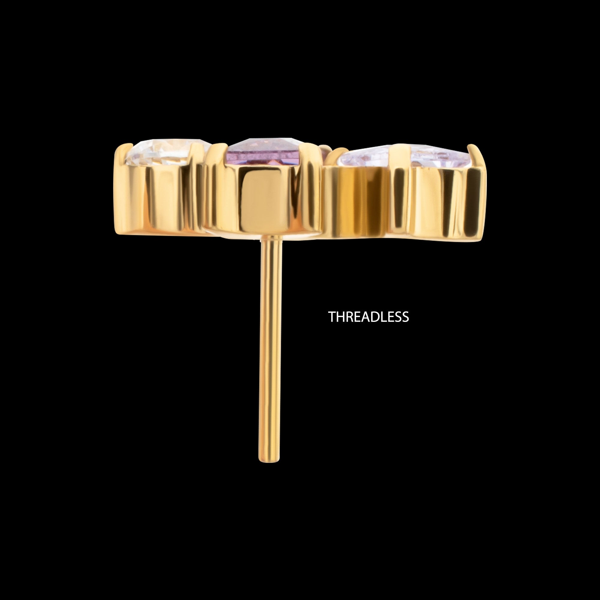 Astra Cluster Prong Set Gem Flatback Stud Earring / Nosering - Gem in 24Kt Gold PVD Titanium