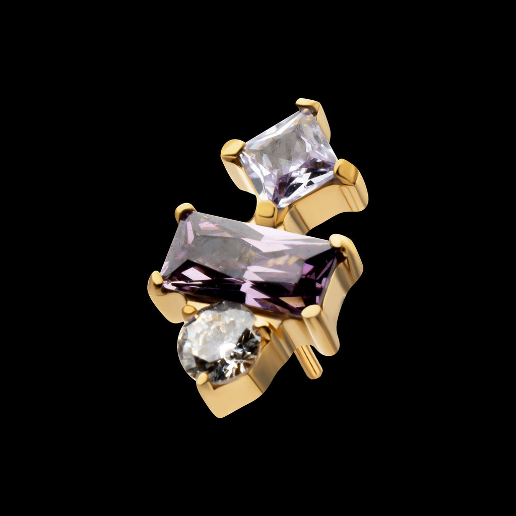 Astra Cluster Prong Set Gem Flatback Stud Earring / Nosering - Gem in 24Kt Gold PVD Titanium