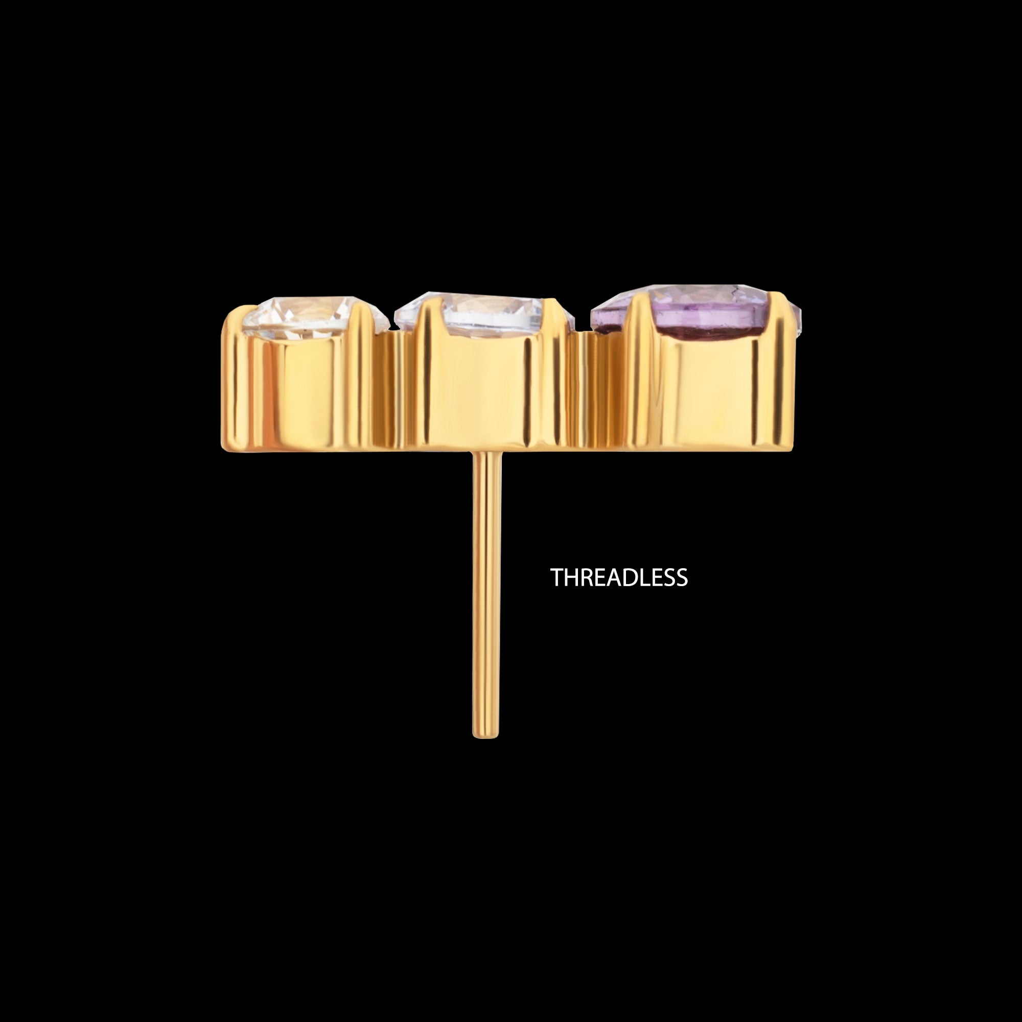 Radiant Arc Prong Set Gem Flatback Stud Earring / Nosering - Gem in 24Kt Gold PVD Titanium