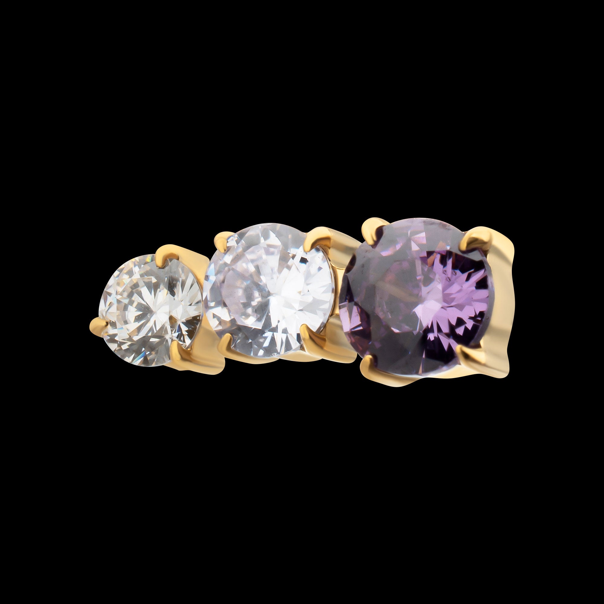 Radiant Arc Prong Set Gem Flatback Stud Earring / Nosering - Gem in 24Kt Gold PVD Titanium