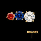 "Radiant Arc" Prong-Set Gem Threadless Earring / Nosering – 24Kt Gold PVD Titanium