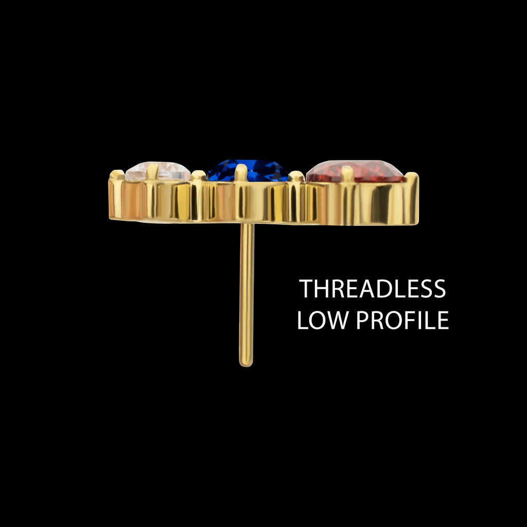"Radiant Arc" Prong-Set Gem Threadless Earring / Nosering – 24Kt Gold PVD Titanium