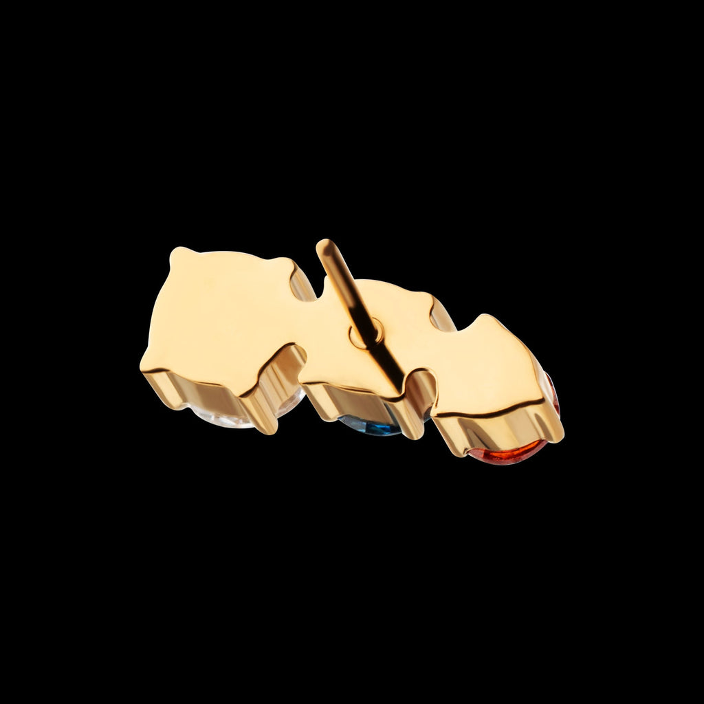 "Radiant Arc" Prong-Set Gem Threadless Earring / Nosering – 24Kt Gold PVD Titanium