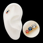 "Radiant Arc" Prong-Set Gem Threadless Earring / Nosering – 24Kt Gold PVD Titanium