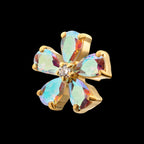 Radiant Bloom Flower Prong Set Gem Flatback Stud Earring / Nosering - Gem in 24Kt Gold PVD Titanium