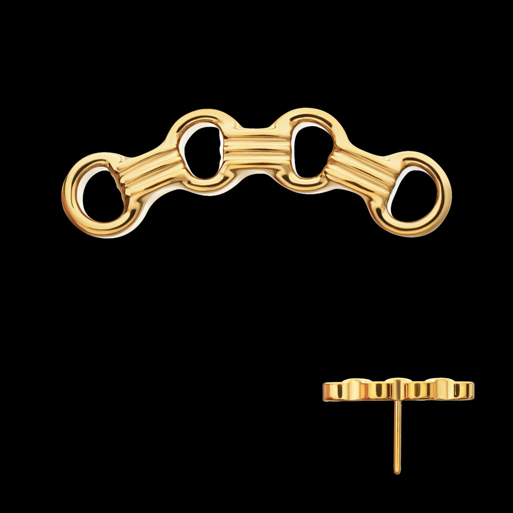 Low Profile Round Link Flatback Stud Earring / Nosering - 24Kt Gold PVD Titanium