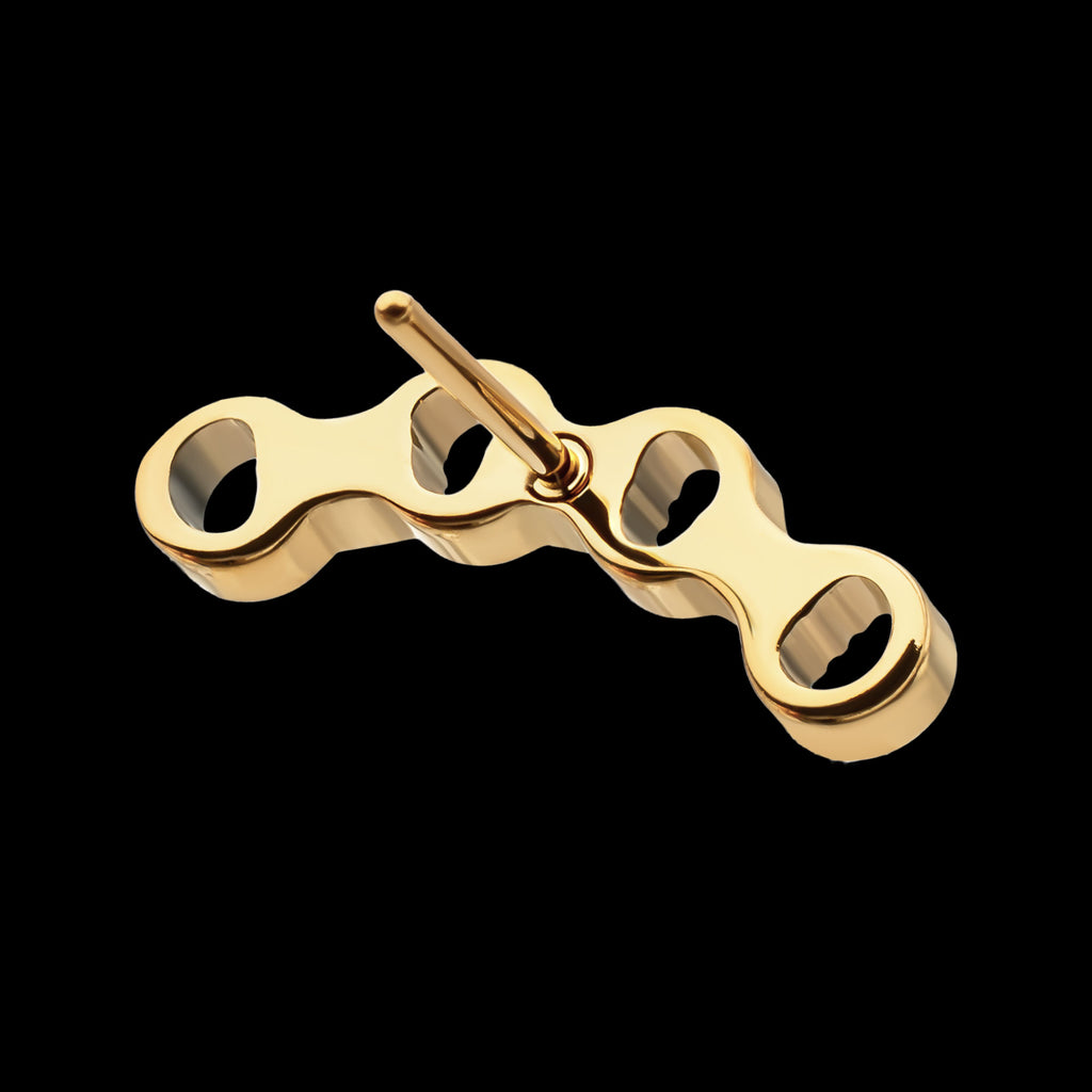 Low Profile Round Link Flatback Stud Earring / Nosering - 24Kt Gold PVD Titanium