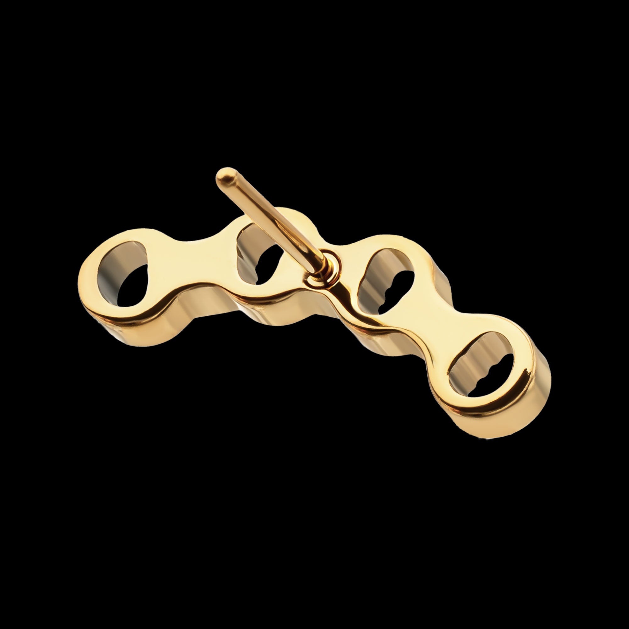 Low Profile Round Link Flatback Stud Earring / Nosering - 24Kt Gold PVD Titanium