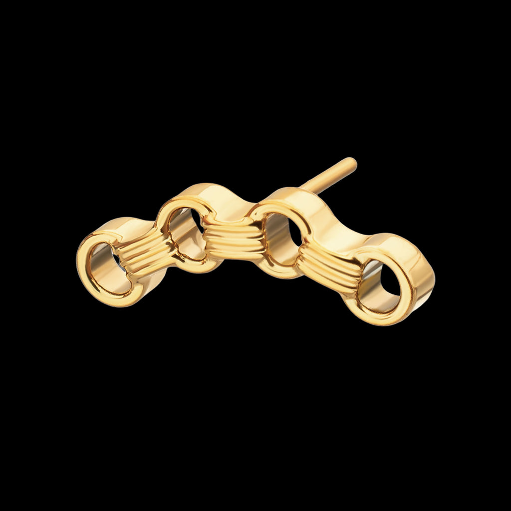 Low Profile Round Link Flatback Stud Earring / Nosering - 24Kt Gold PVD Titanium