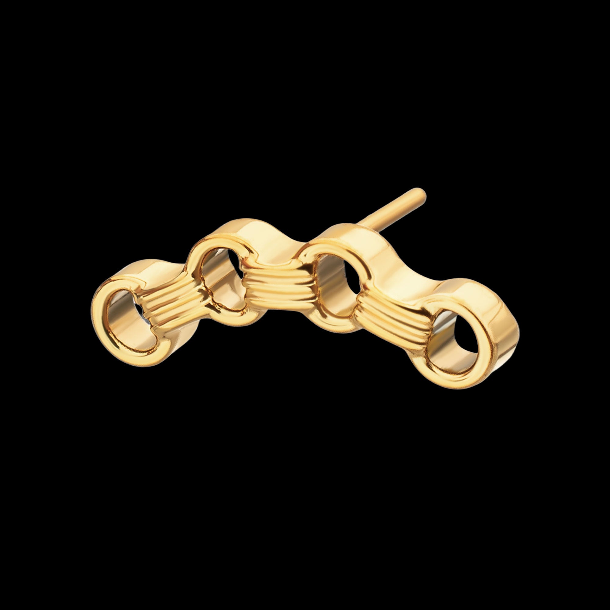 Low Profile Round Link Flatback Stud Earring / Nosering - 24Kt Gold PVD Titanium