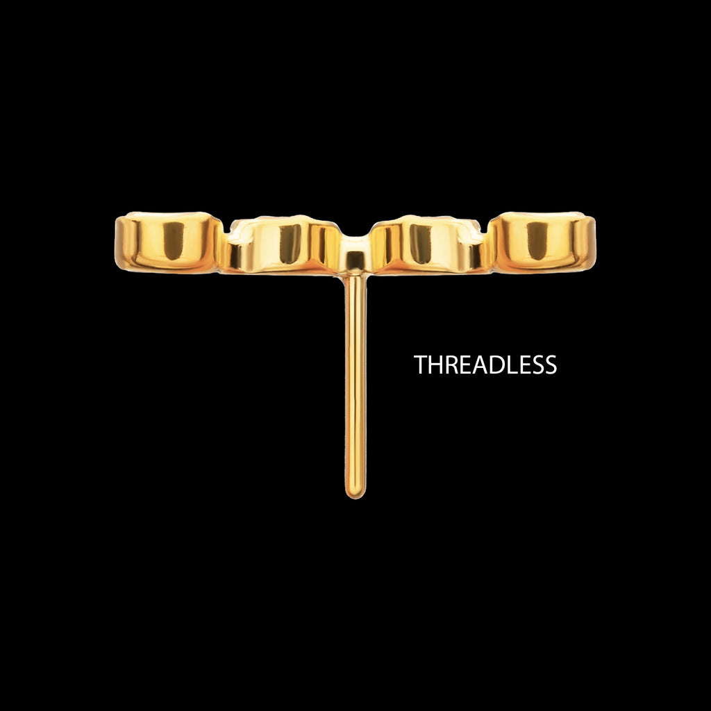 Low Profile Bar-Set Round Link Flatback Stud Earring / Nosering - 24Kt Gold PVD Titanium