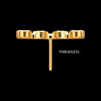Low Profile Bar-Set Round Link Flatback Stud Earring / Nosering - 24Kt Gold PVD Titanium