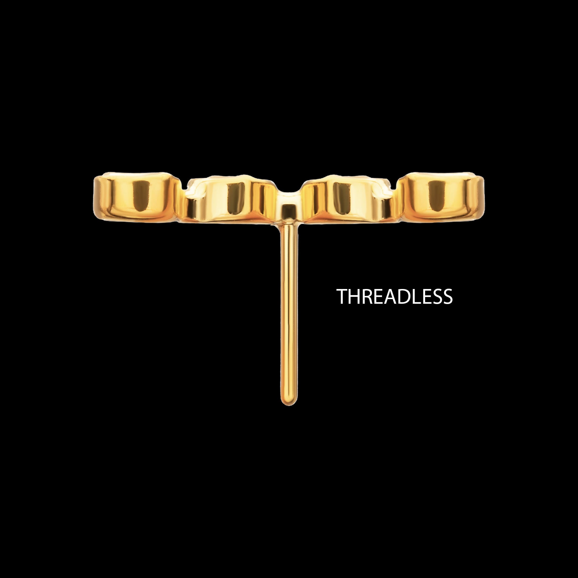 Low Profile Bar-Set Round Link Flatback Stud Earring / Nosering - 24Kt Gold PVD Titanium