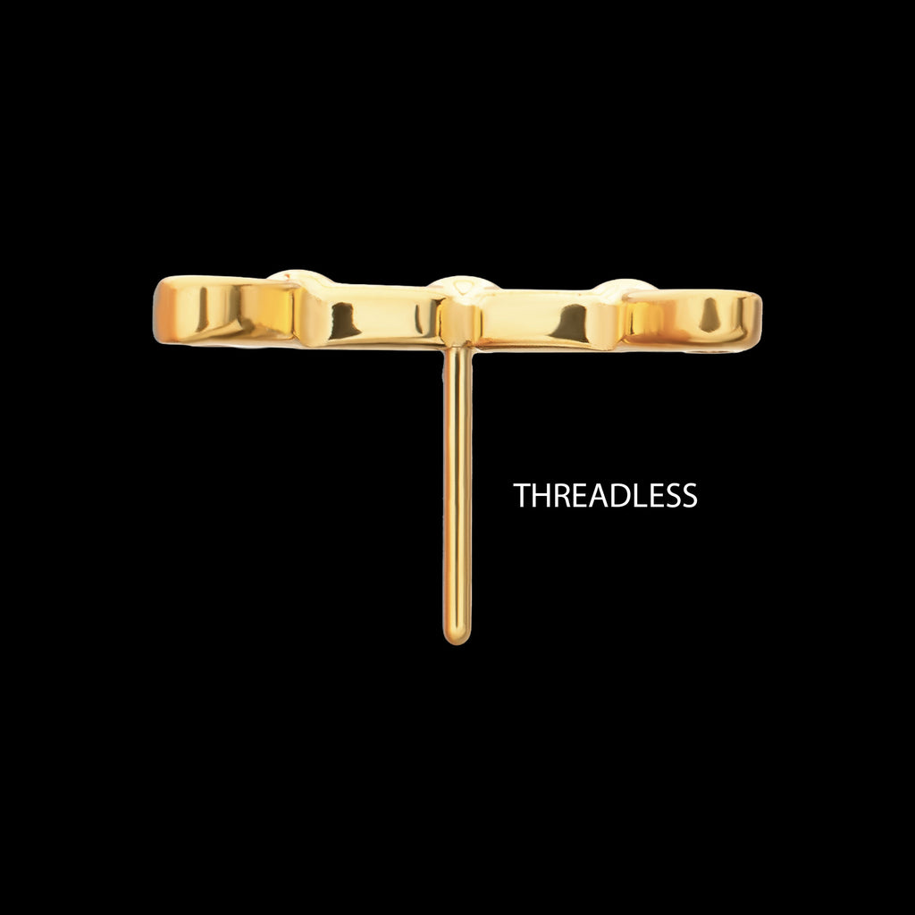 Low Profile Bar-Set Oval Link Flatback Stud Earring / Nosering - 24Kt Gold PVD Titanium