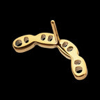 Low Profile Bar-Set Oval Link Flatback Stud Earring / Nosering - 24Kt Gold PVD Titanium