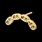 Low Profile Bar-Set Oval Link Flatback Stud Earring / Nosering - 24Kt Gold PVD Titanium