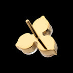 Trinity Prong Set Gem Flatback Stud Earring / Nosering - Gem in 24Kt Gold PVD Titanium