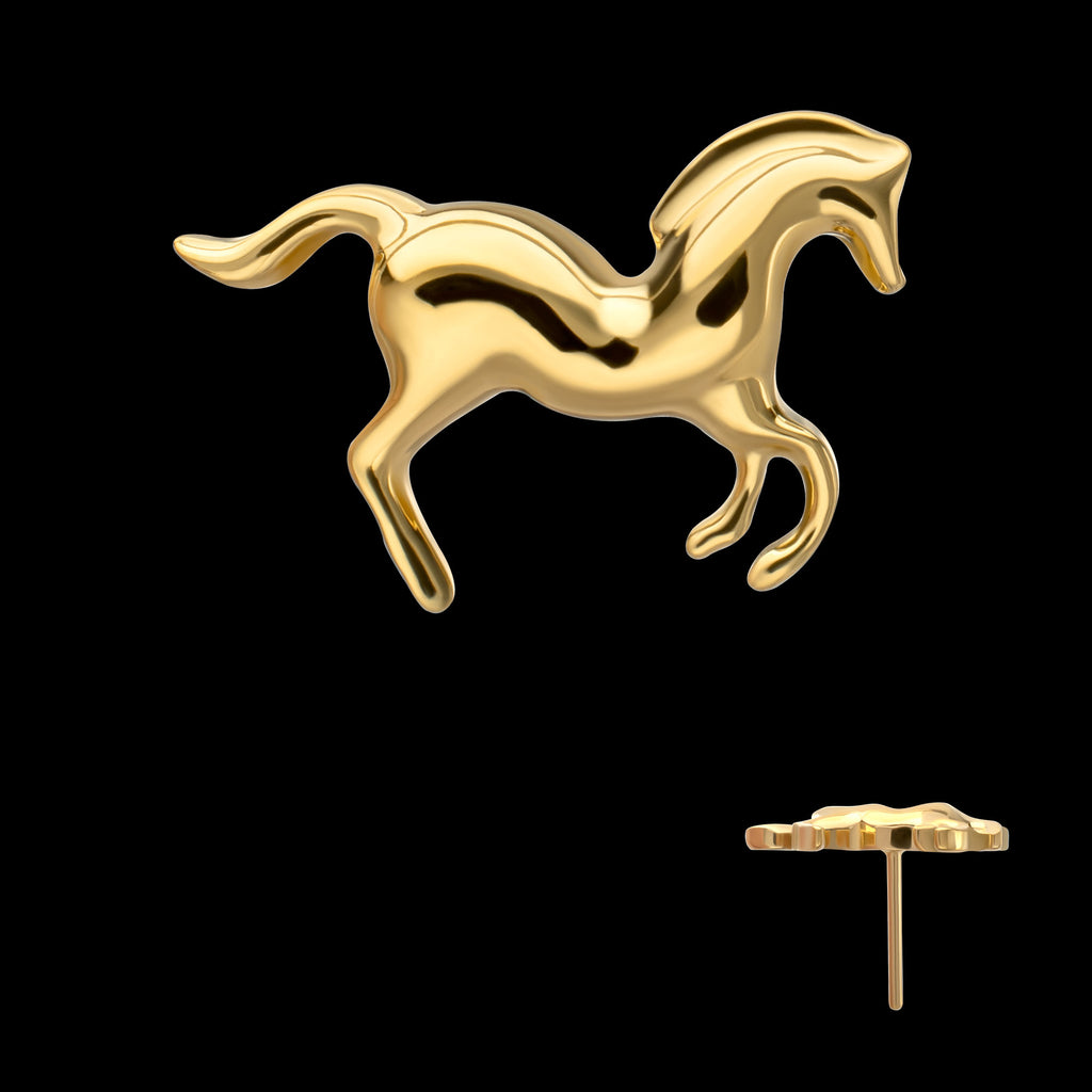 Horse Flatback Stud Earring / Nosering - 24Kt Gold PVD Titanium