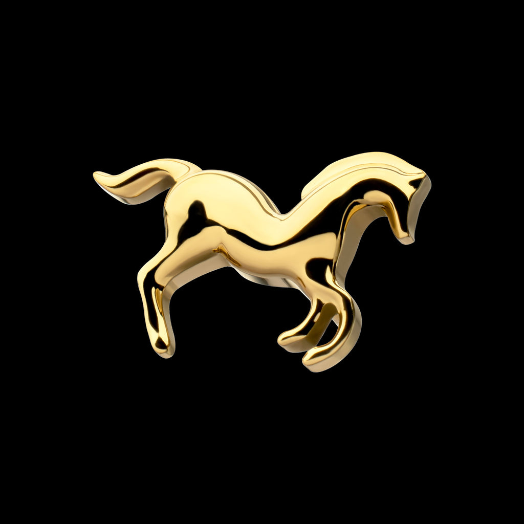 Horse Flatback Stud Earring / Nosering - 24Kt Gold PVD Titanium