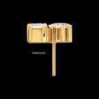 Baguette Duo Prong Set Gem Flatback Stud Earring / Nosering - Gem in 24Kt Gold PVD