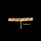 6-Cluster Staggered V-Prong Marquise CZ Gem Flatback Stud Earring / Nosering - CZ in 24Kt Gold PVD Titanium