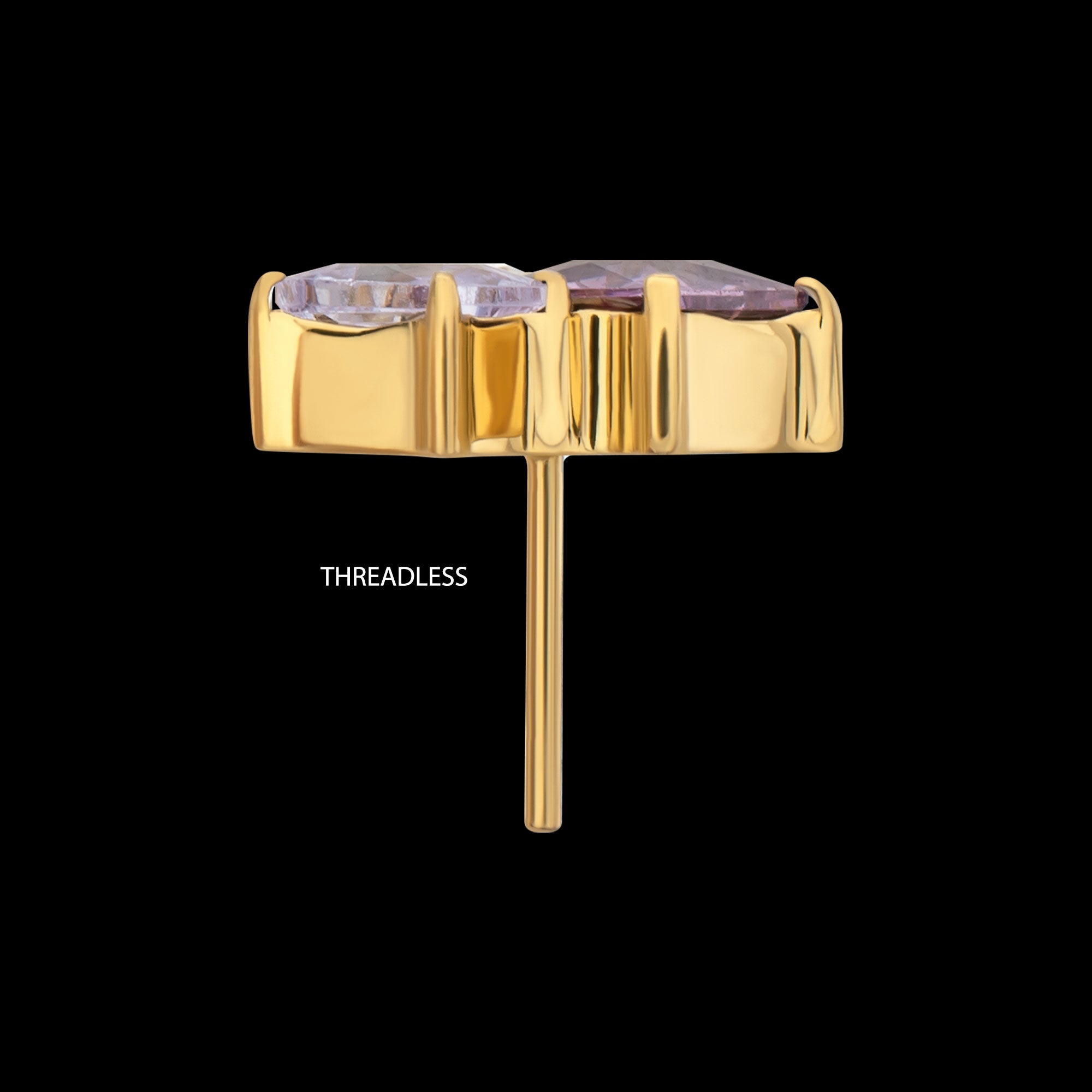 Lustre Cluster Prong Set Gem Flatback Stud Earring / Nosering - Gem in 24Kt Gold PVD