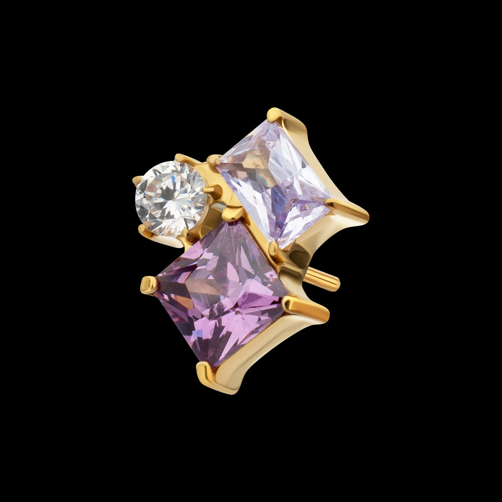Lustre Cluster Prong Set Gem Flatback Stud Earring / Nosering - Gem in 24Kt Gold PVD