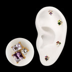 Lustre Cluster Prong Set Gem Flatback Stud Earring / Nosering - Gem in 24Kt Gold PVD