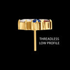 “Lustre Cluster” Prong-Set Gem Threadless Earring / Nosering – 24Kt Gold PVD Titanium