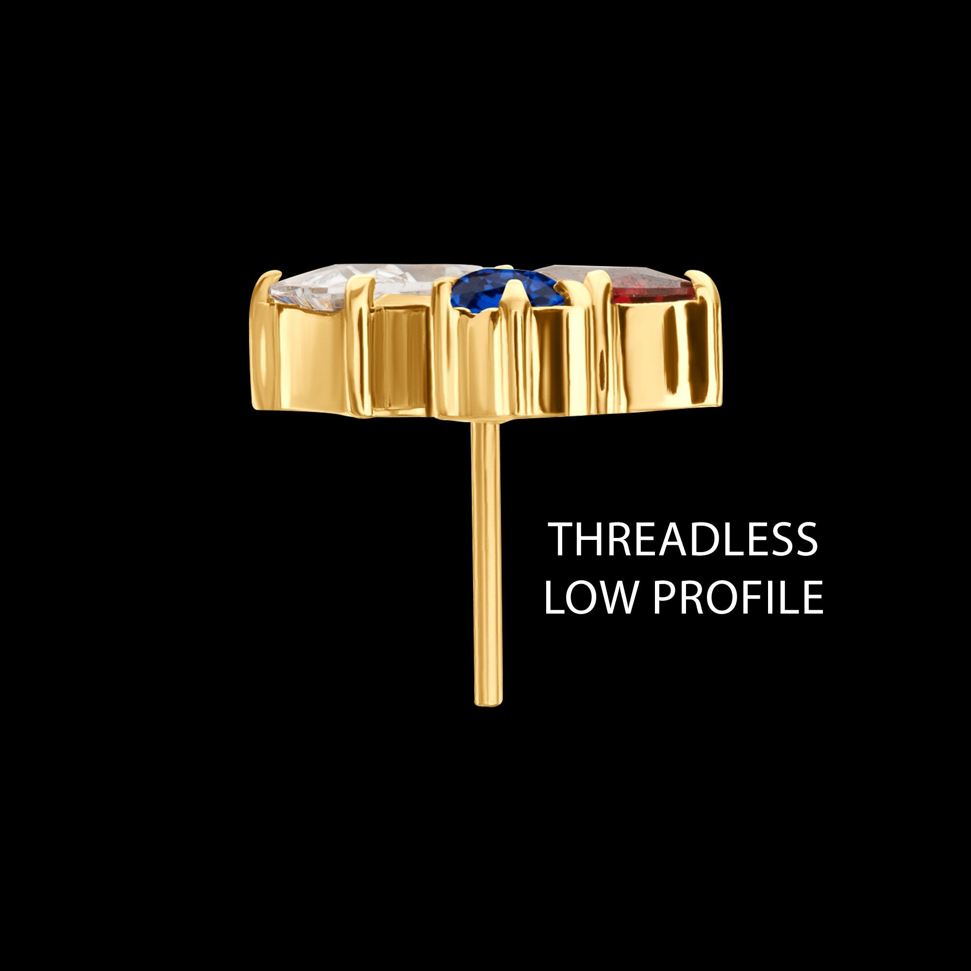 “Lustre Cluster” Prong-Set Gem Threadless Earring / Nosering – 24Kt Gold PVD Titanium