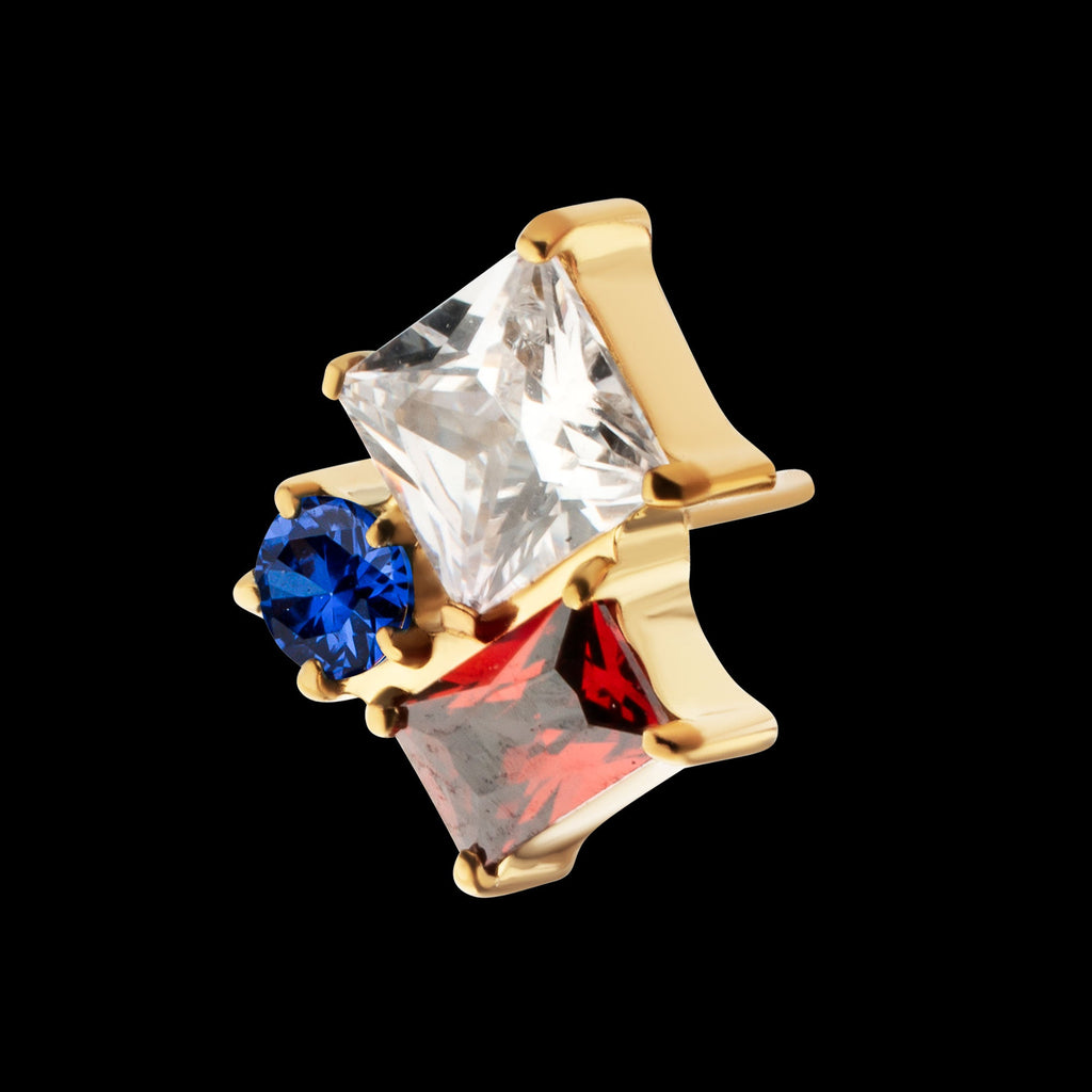 “Lustre Cluster” Prong-Set Gem Threadless Earring / Nosering – 24Kt Gold PVD Titanium