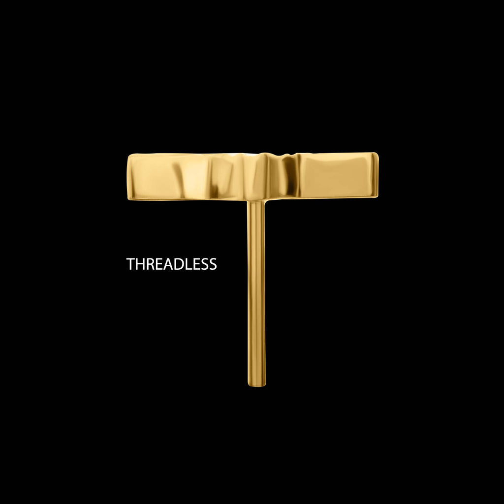 Corrugated Star Flatback Stud Earring / Nosering - 24Kt Gold PVD Titanium