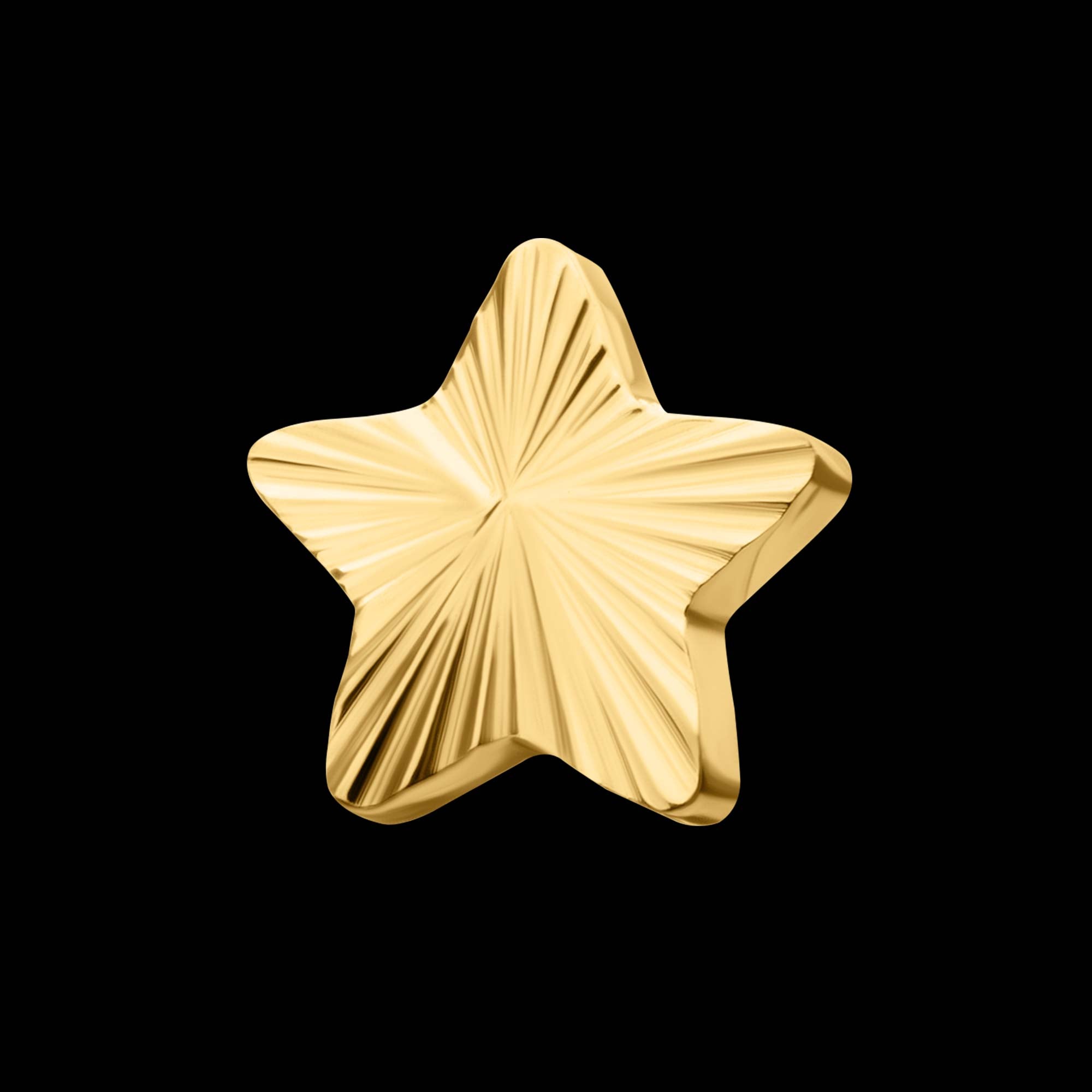 Corrugated Star Flatback Stud Earring / Nosering - 24Kt Gold PVD Titanium