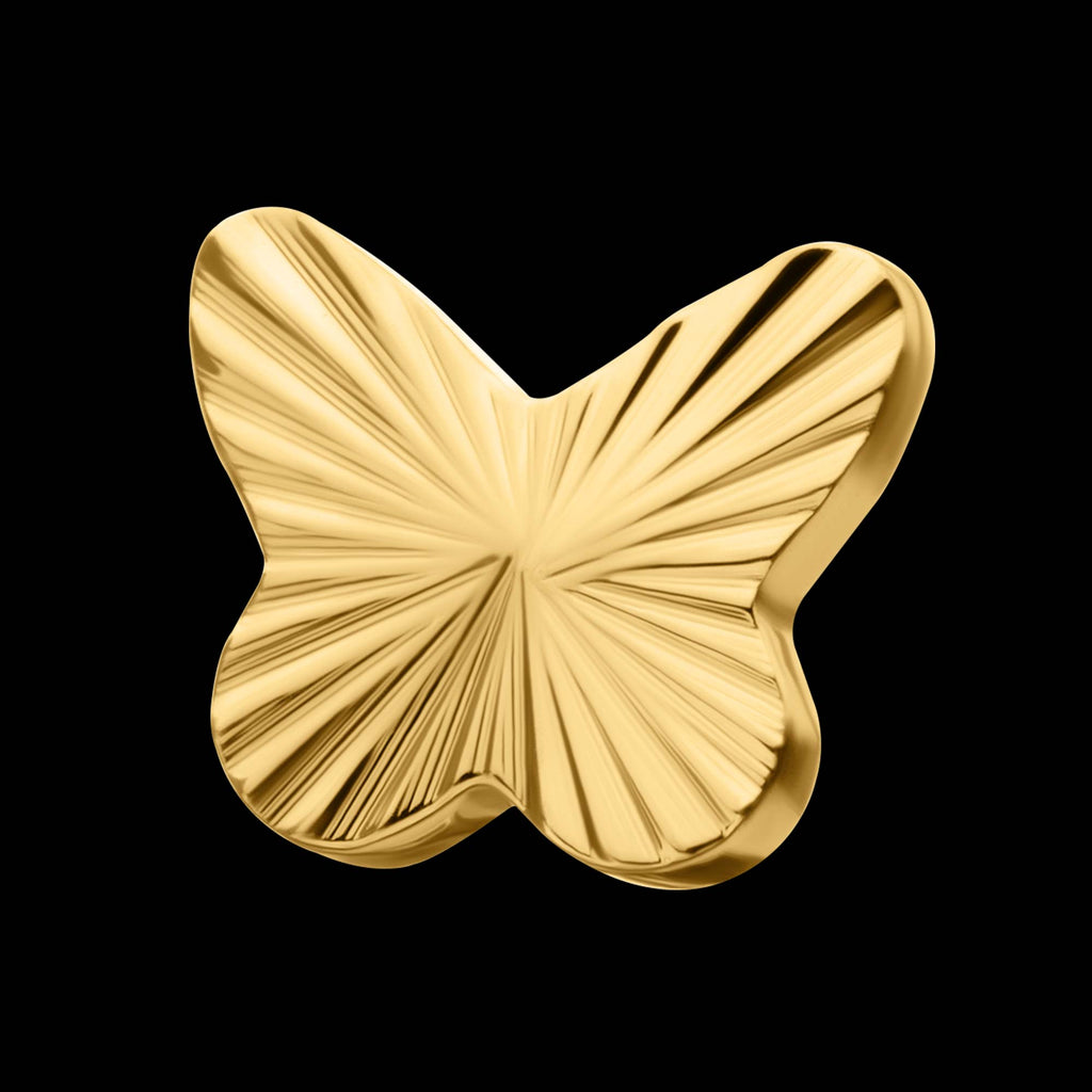 Corrugated Butterfly Flatback Stud Earring / Nosering - 24Kt Gold PVD Titanium