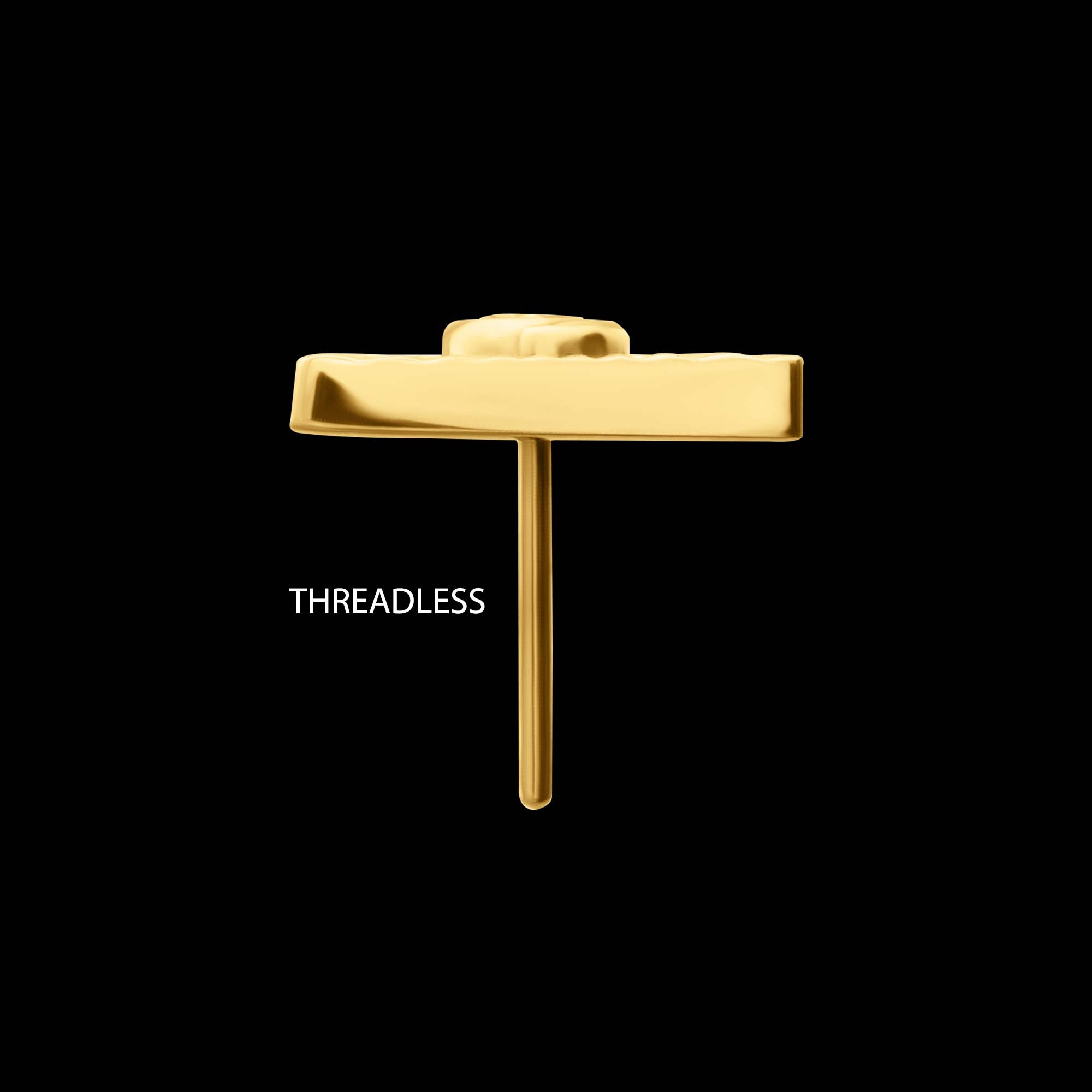 Corrugated Triangle with Bezel Gem Flatback Stud Earring / Nosering - Gem in 24Kt Gold PVD Titanium