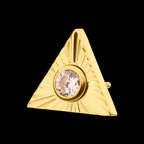 Corrugated Triangle with Bezel Gem Flatback Stud Earring / Nosering - Gem in 24Kt Gold PVD Titanium