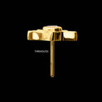 Corrugated Star with Bezel Gem Flatback Stud Earring / Nosering - Gem in 24Kt Gold PVD Titanium