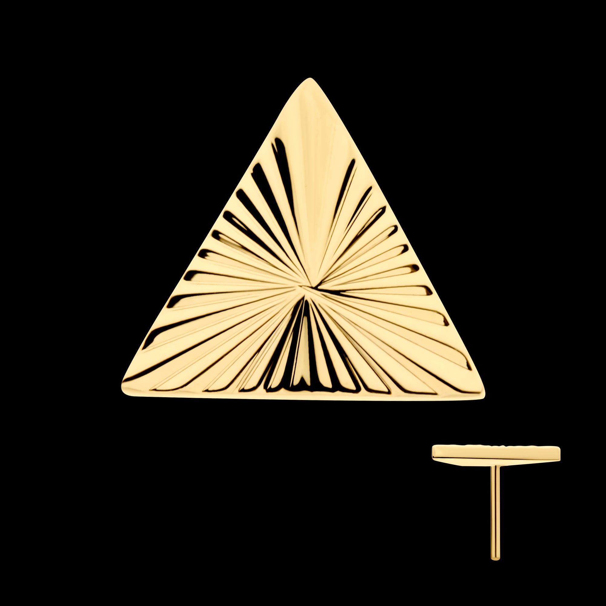 Corrugated Triangle Flatback Stud Earring / Nosering - 24Kt Gold PVD Titanium