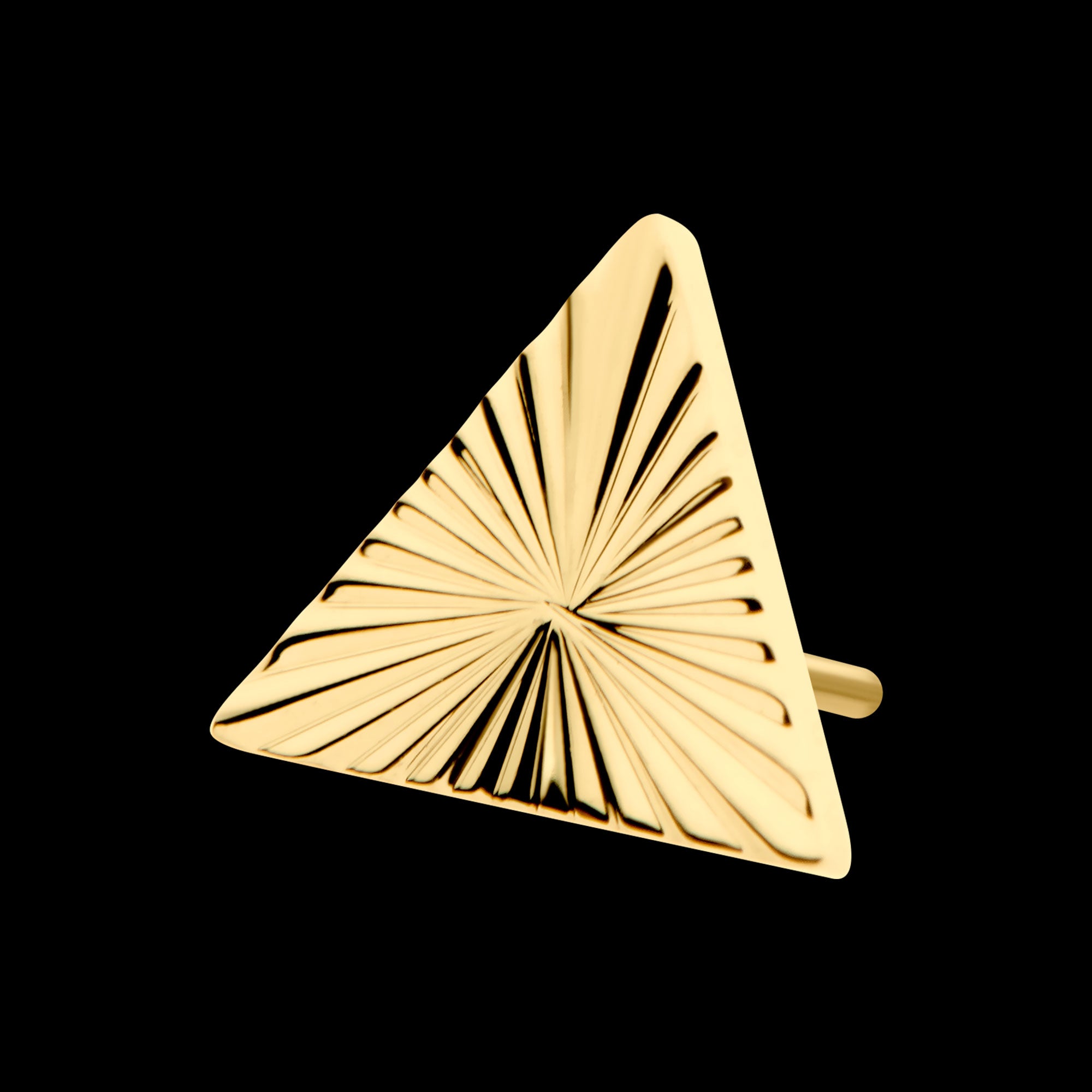 Corrugated Triangle Flatback Stud Earring / Nosering - 24Kt Gold PVD Titanium