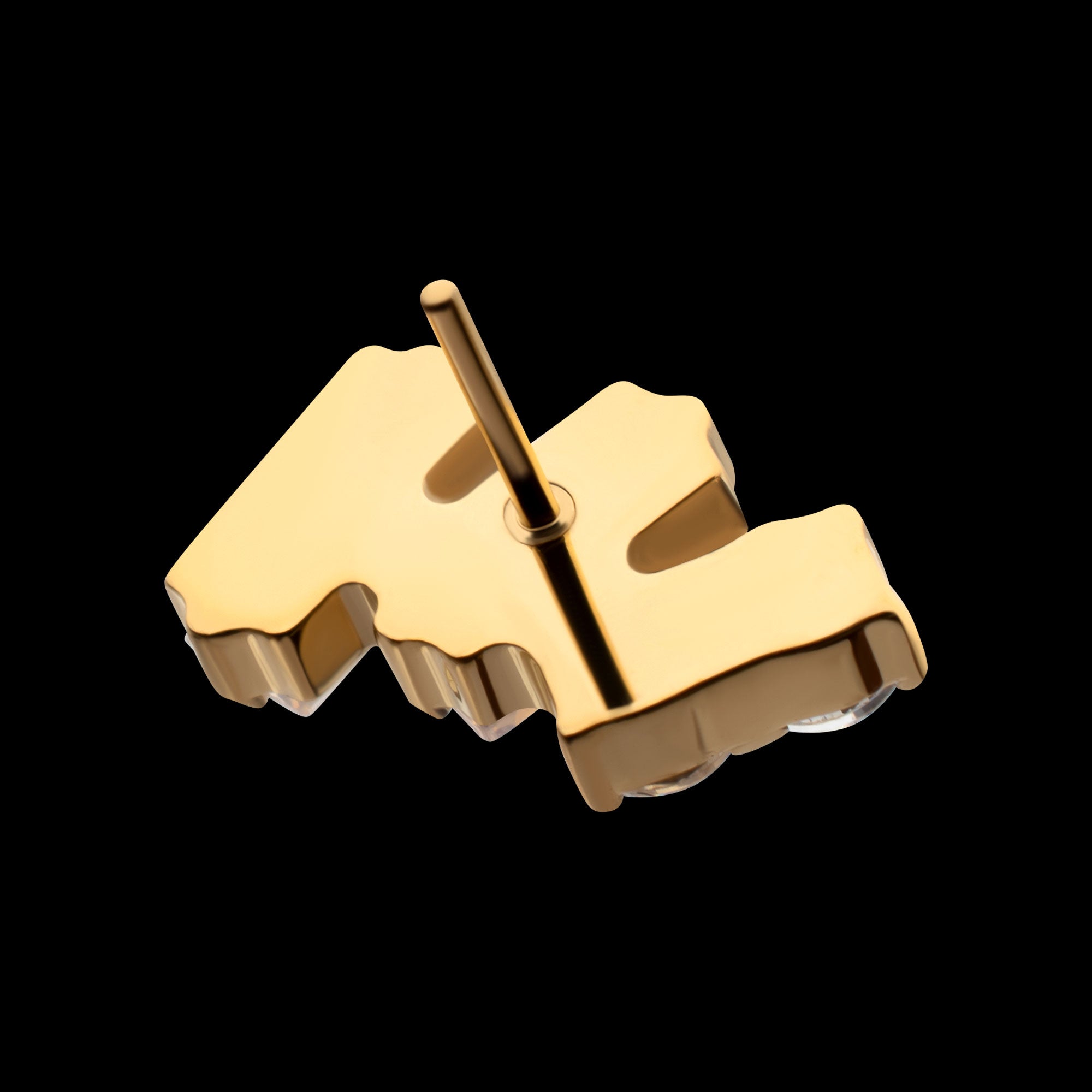 Eclat Cluster Prong Set Gem Flatback Stud Earring / Nosering - Gem in 24Kt Gold PVD Titanium