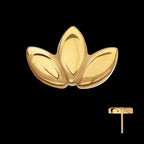 3-Cluster Fan Shape Petals Flatback Stud Earring / Nosering - 24Kt Gold PVD Titanium