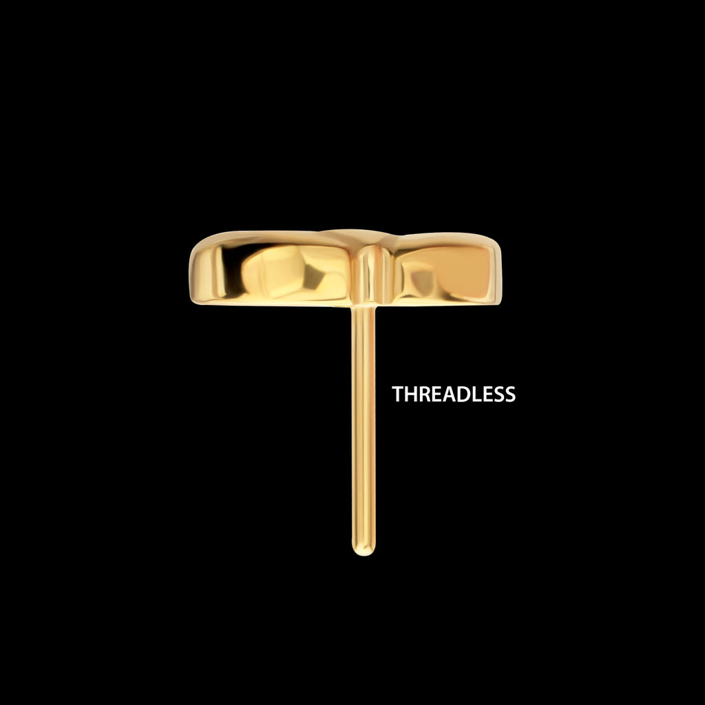 3-Cluster Fan Shape Petals Flatback Stud Earring / Nosering - 24Kt Gold PVD Titanium